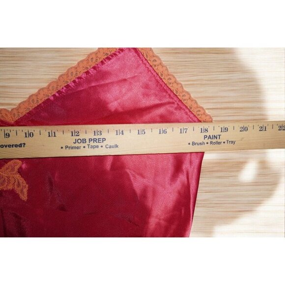 Valerie Stevens Satin Slip Dress Size M Red Lace Trim Vintage Y2K Lingerie - Picture 16 of 16